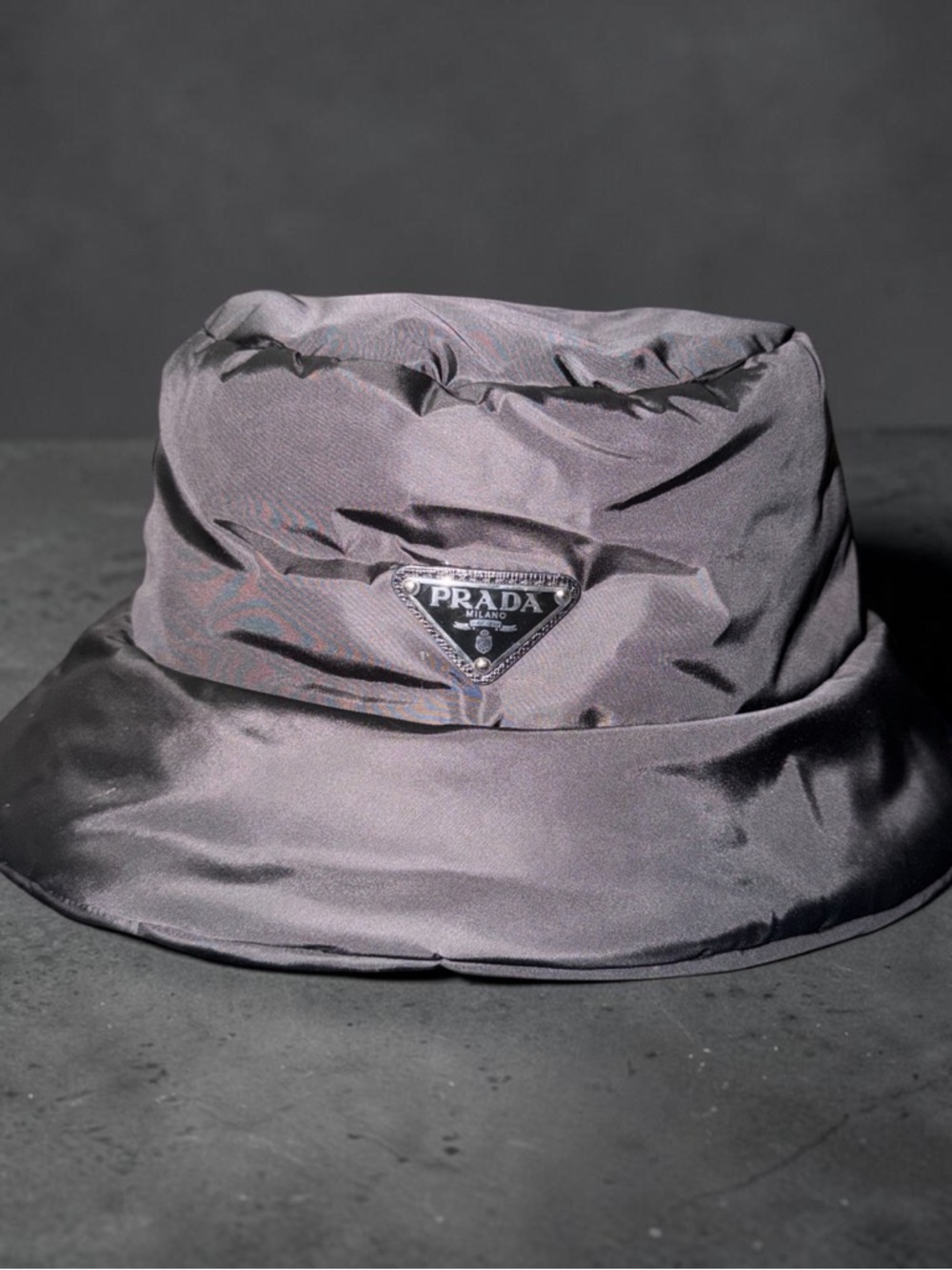 Prada Black Satin Bucket Hat